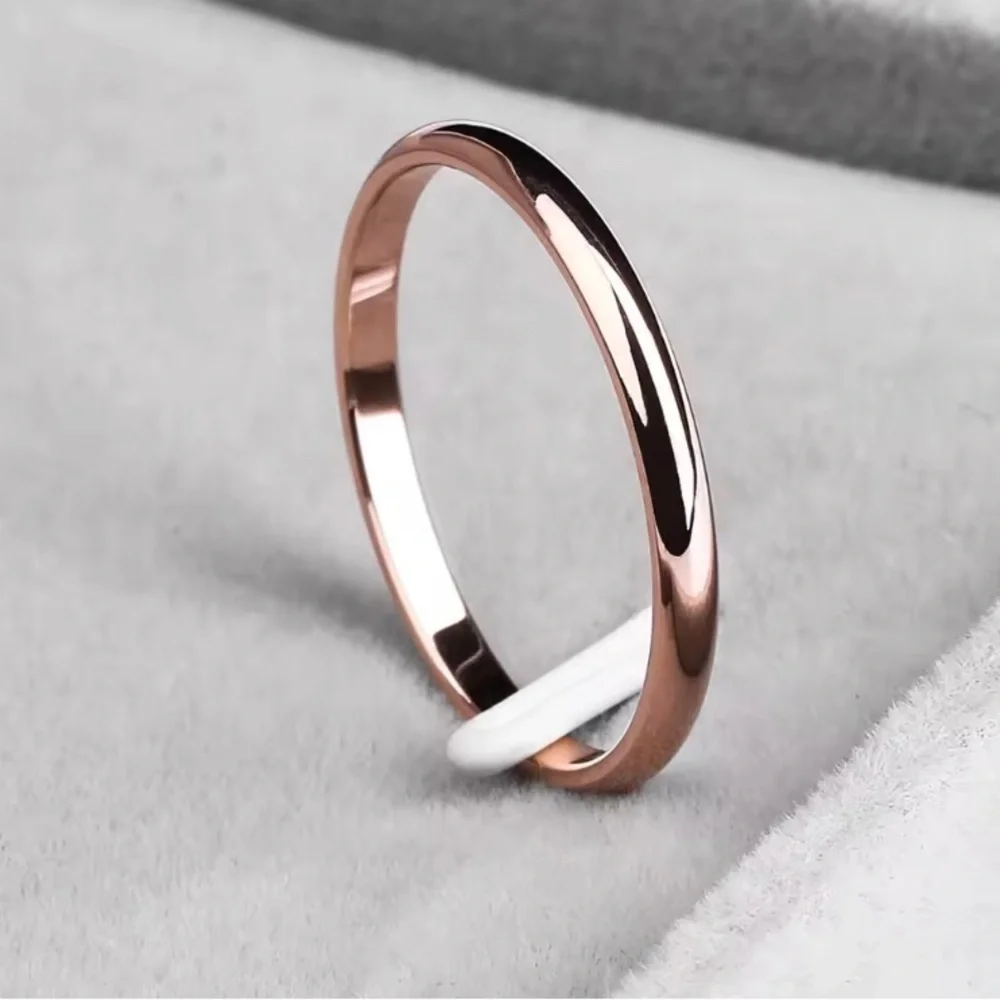 Thin Rose Gold Steel Minimalist Ring